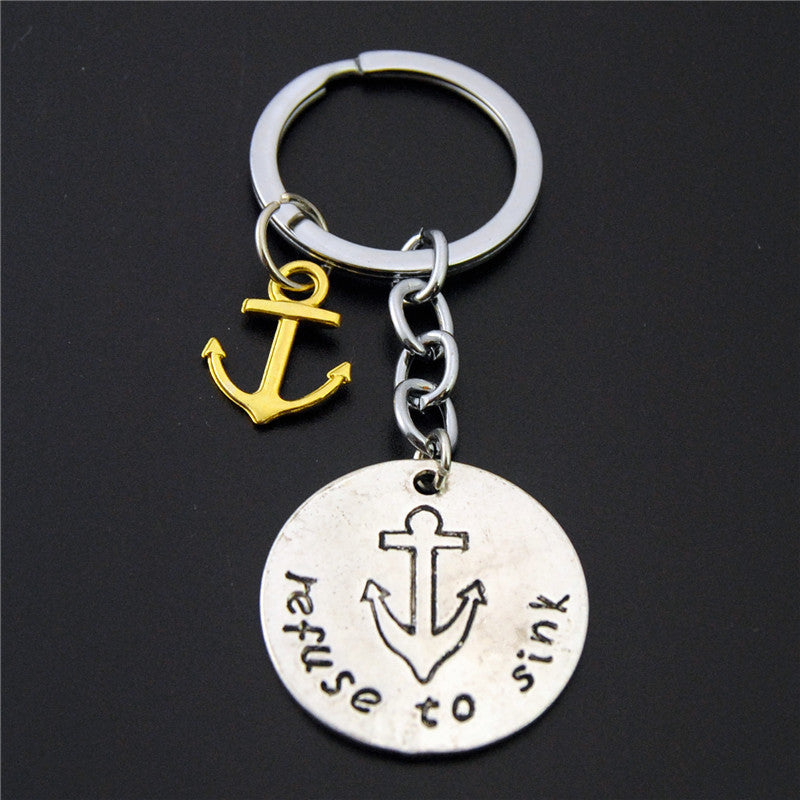 Personality Trendy Keychain Anchor Fish Hook