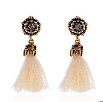 Baroque Diamond Hollow Tassel Stud Earrings