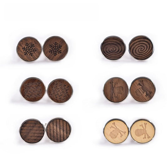 High Quality French Cufflinks With Round Wooden Cufflinks