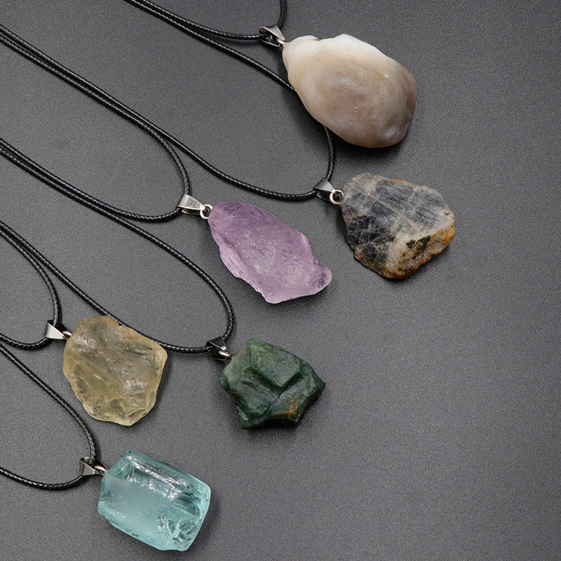 Natural Stone Rough Stone Pendant Crystal Agate Multicolor Irregular Strawberry Quartz Amethyst