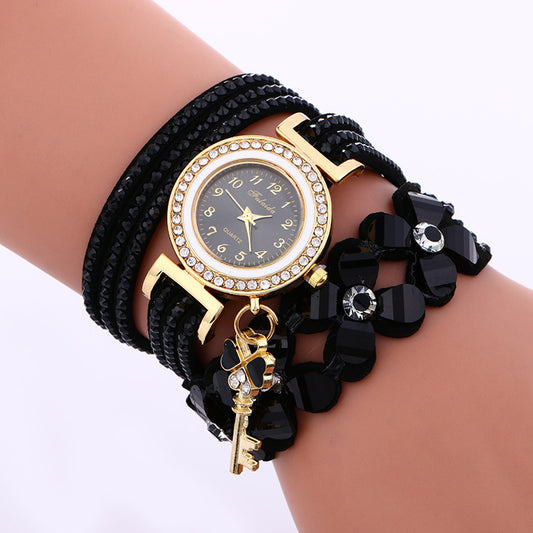 Gold Crystal Rhinestone Bracelet Watch