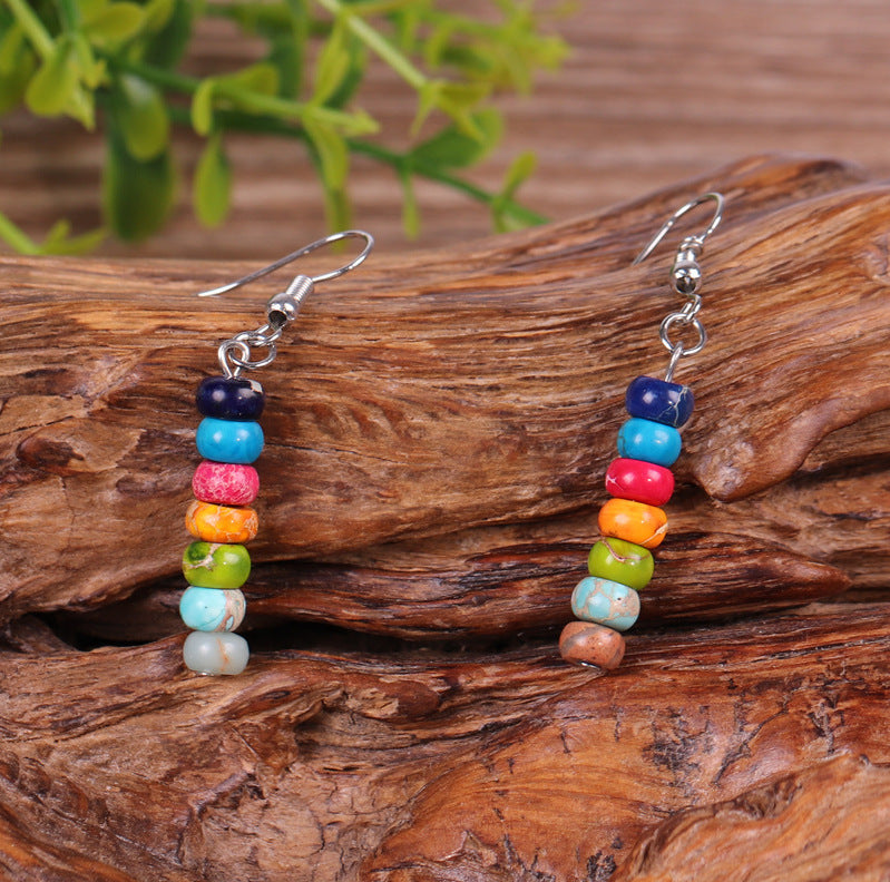 Women's Abacus Beads Natural Stone Earrings