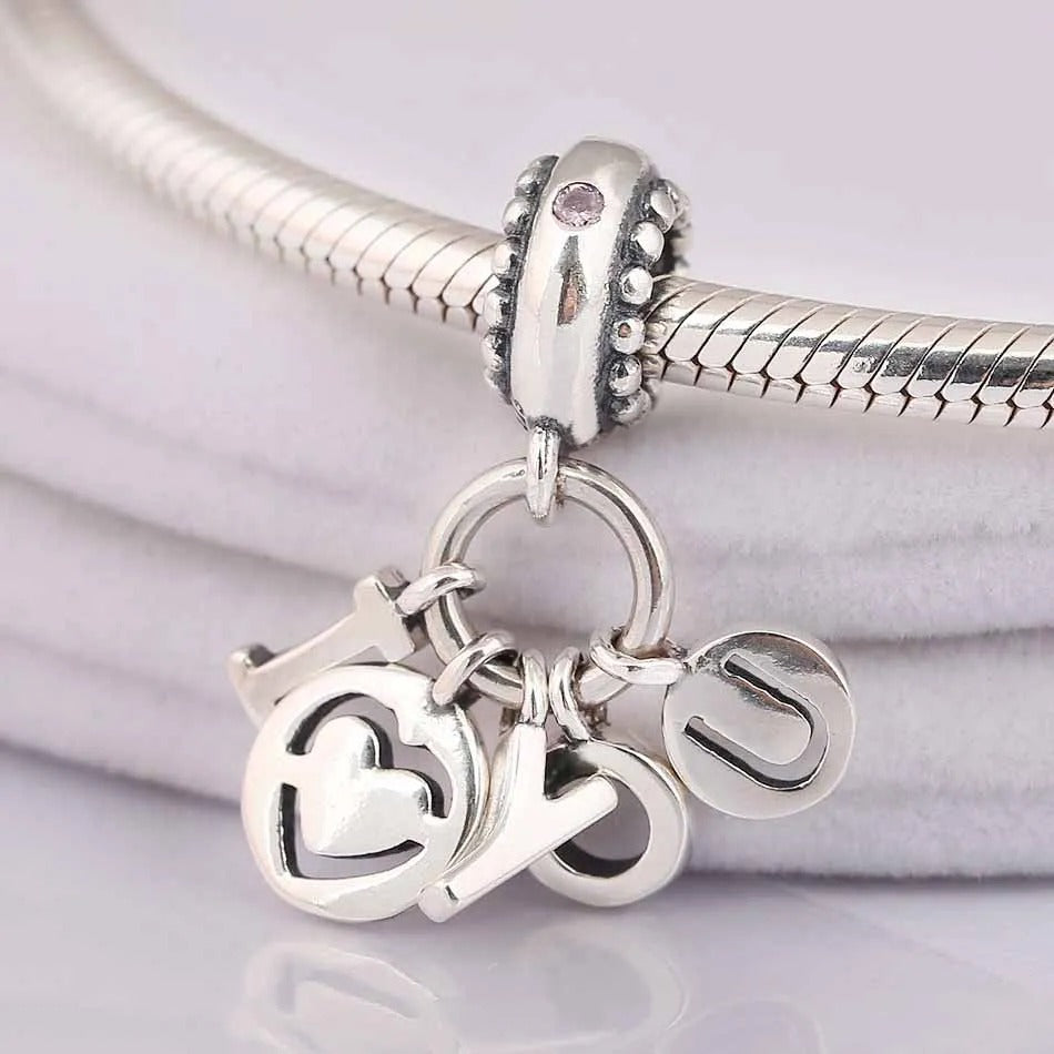 S925 Silver Bracelet I Love You English Pendant