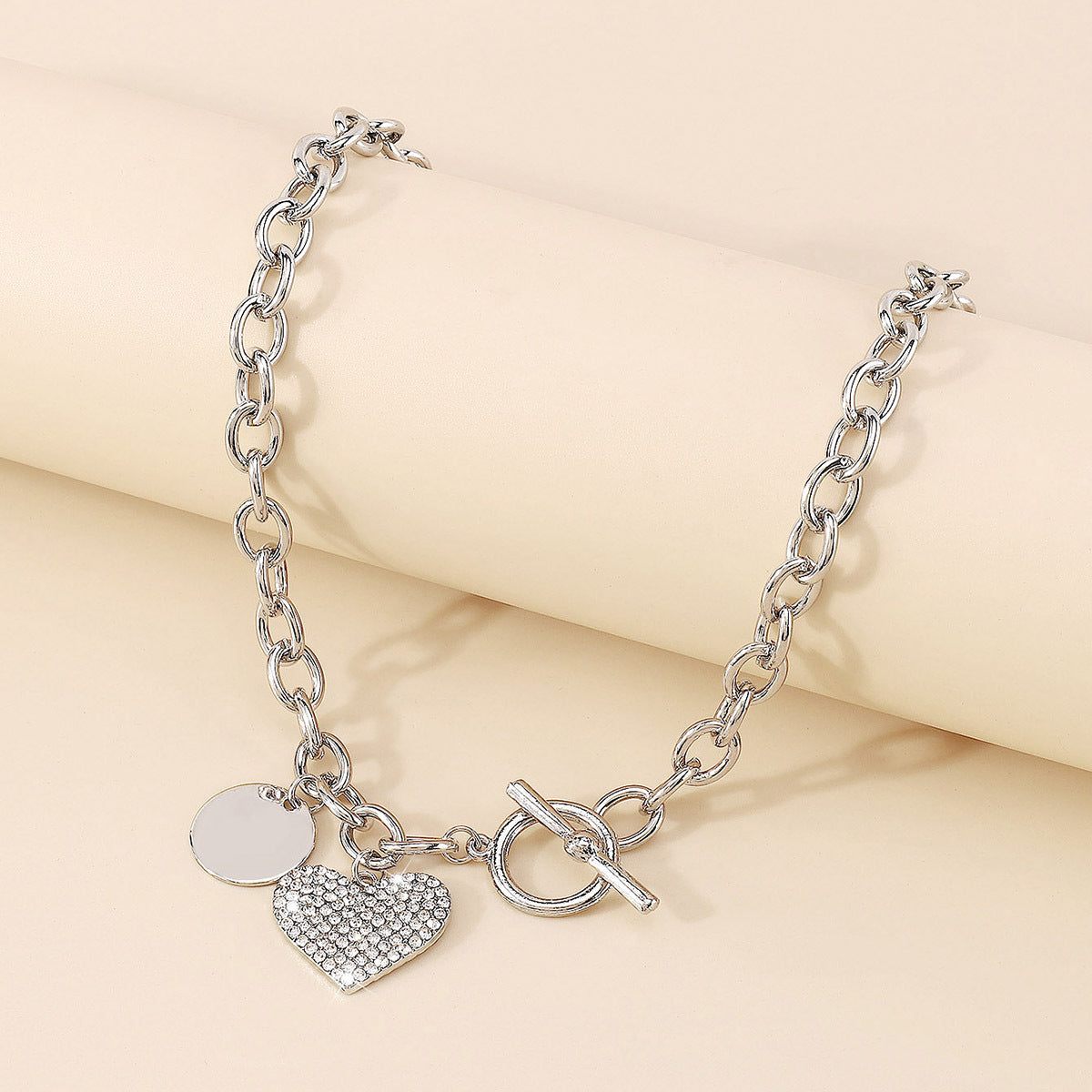 Women's Round Heart Shape With Diamond Necklace