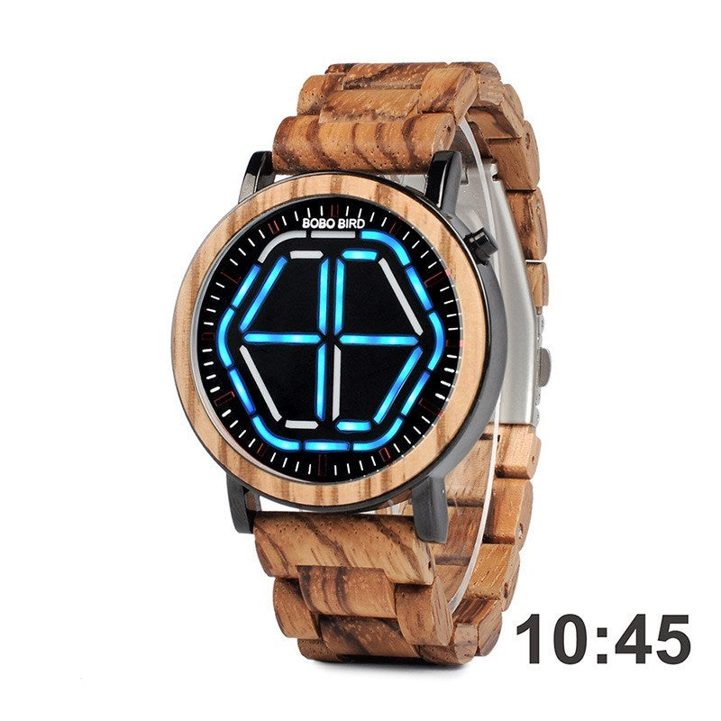 Night vision wooden watch