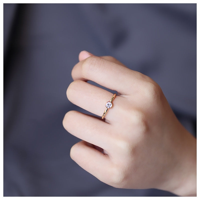 Minimalist Creative Gilded 4mm Zircon Ring