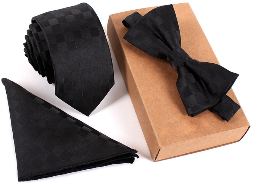 Slim Necktie Set Men Three-piece bow tie