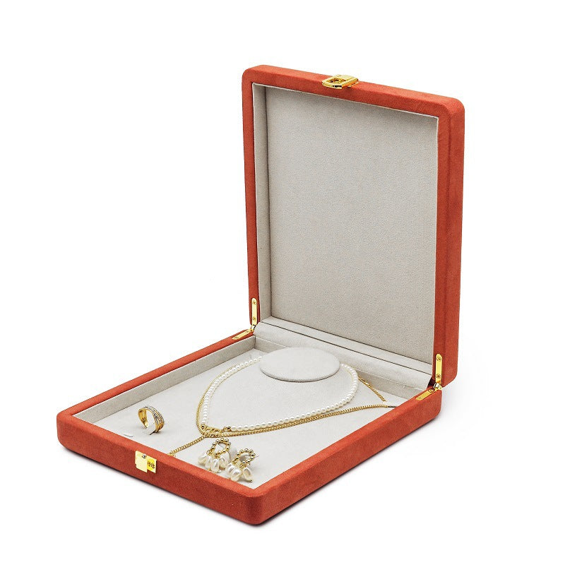 High-grade Rounded Microfiber Large Pearl Necklace Suit Jewelry Storage Box