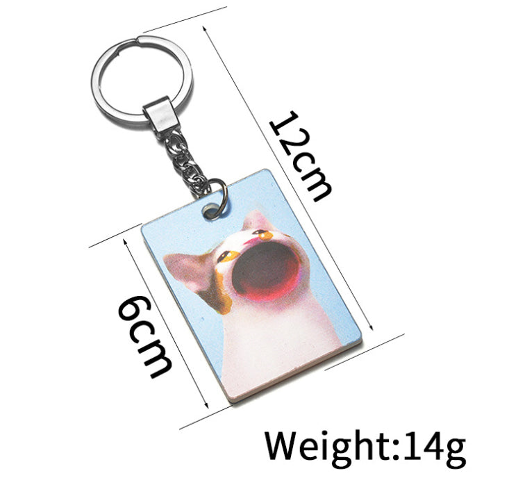 Cat Keychain 3d Stereo Transformation Kitty Square Plate Key Ring Pin Acrylic Pendant