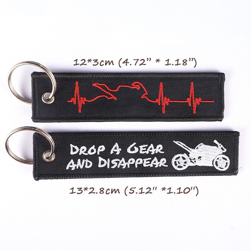 Red ECG Racing Embroidered Keychain