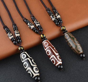 Nine-eyed Dzi Beaded Chain Men and Women Ethnic Wind Agate Dzi Bead Necklace Sweater Chain Promotional Bracelet