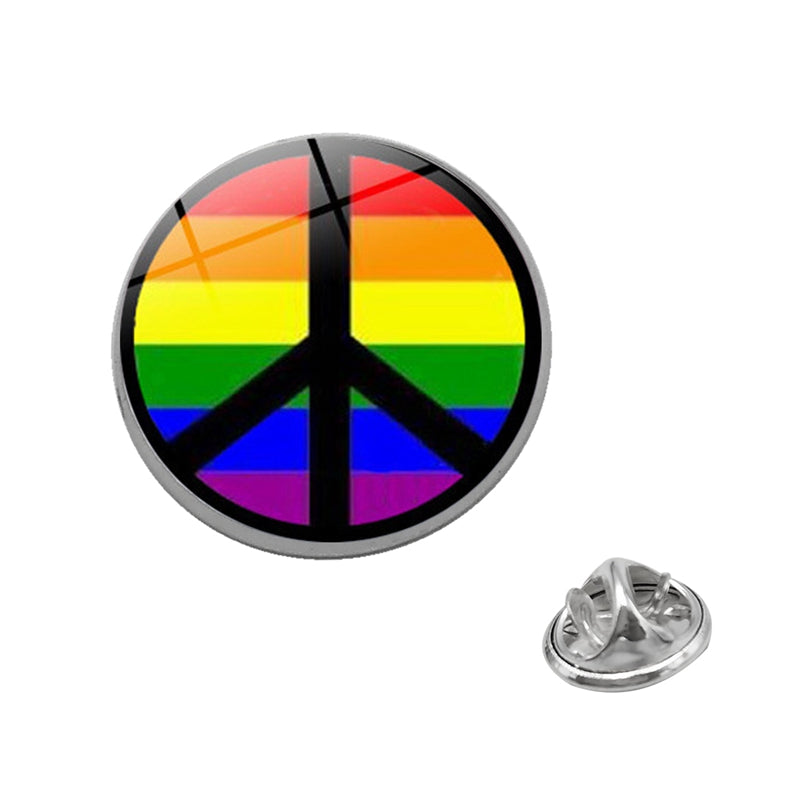 LGBT Pride Rainbow Glass Brooches Pins Lesbians Gays Bisexuals Transgender Round Badge Lapel Pin Jewelry