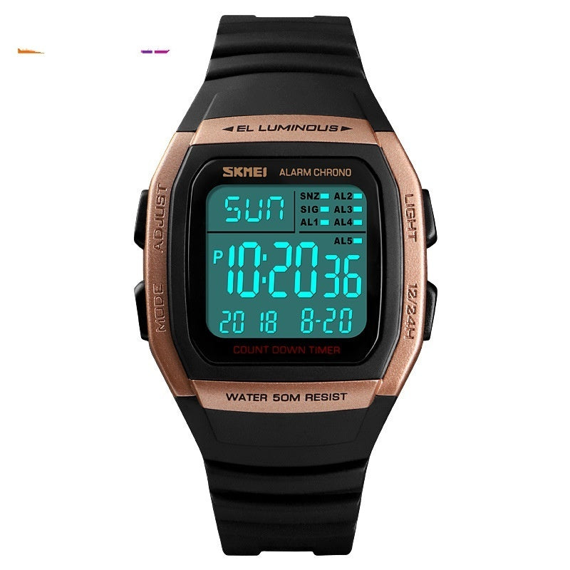 Electronic Watch Square Sports Double Time Multifunctional Watch Factory