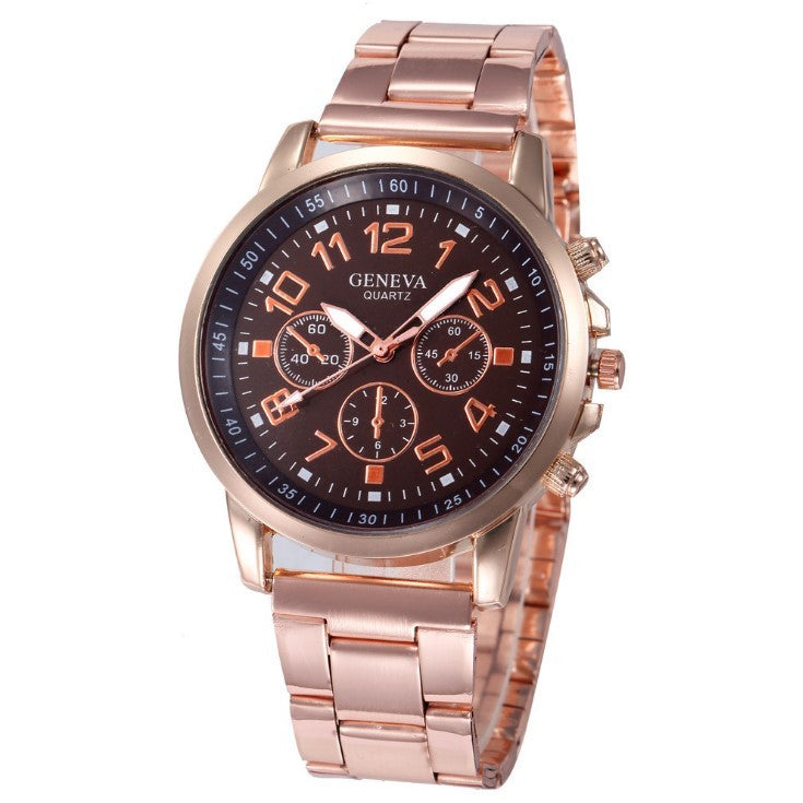 Girl Unisex Rose Gold Stainless Steel Casual Sports Quartz Wristwatch Relojes mujer