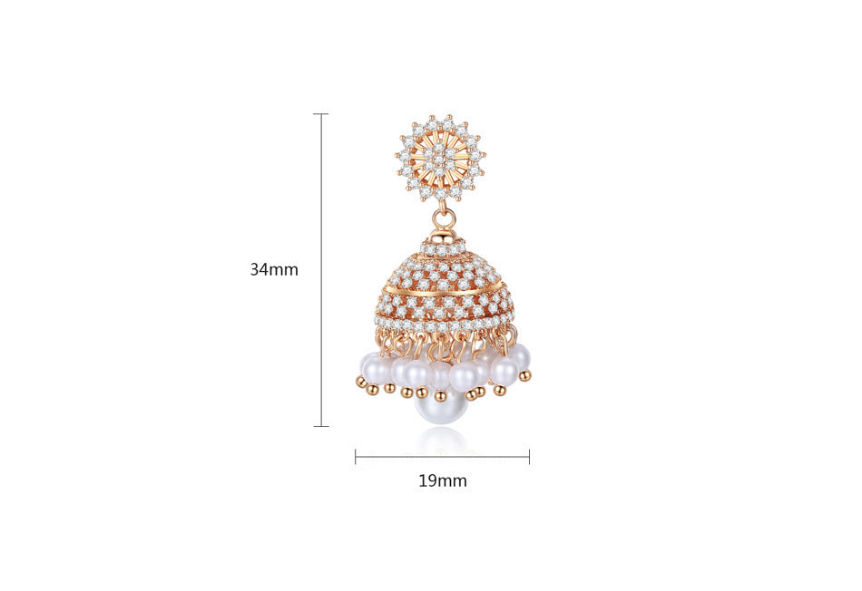 Bell Zircon Earrings Golden Earrings