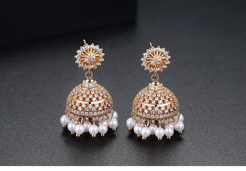 Bell Zircon Earrings Golden Earrings