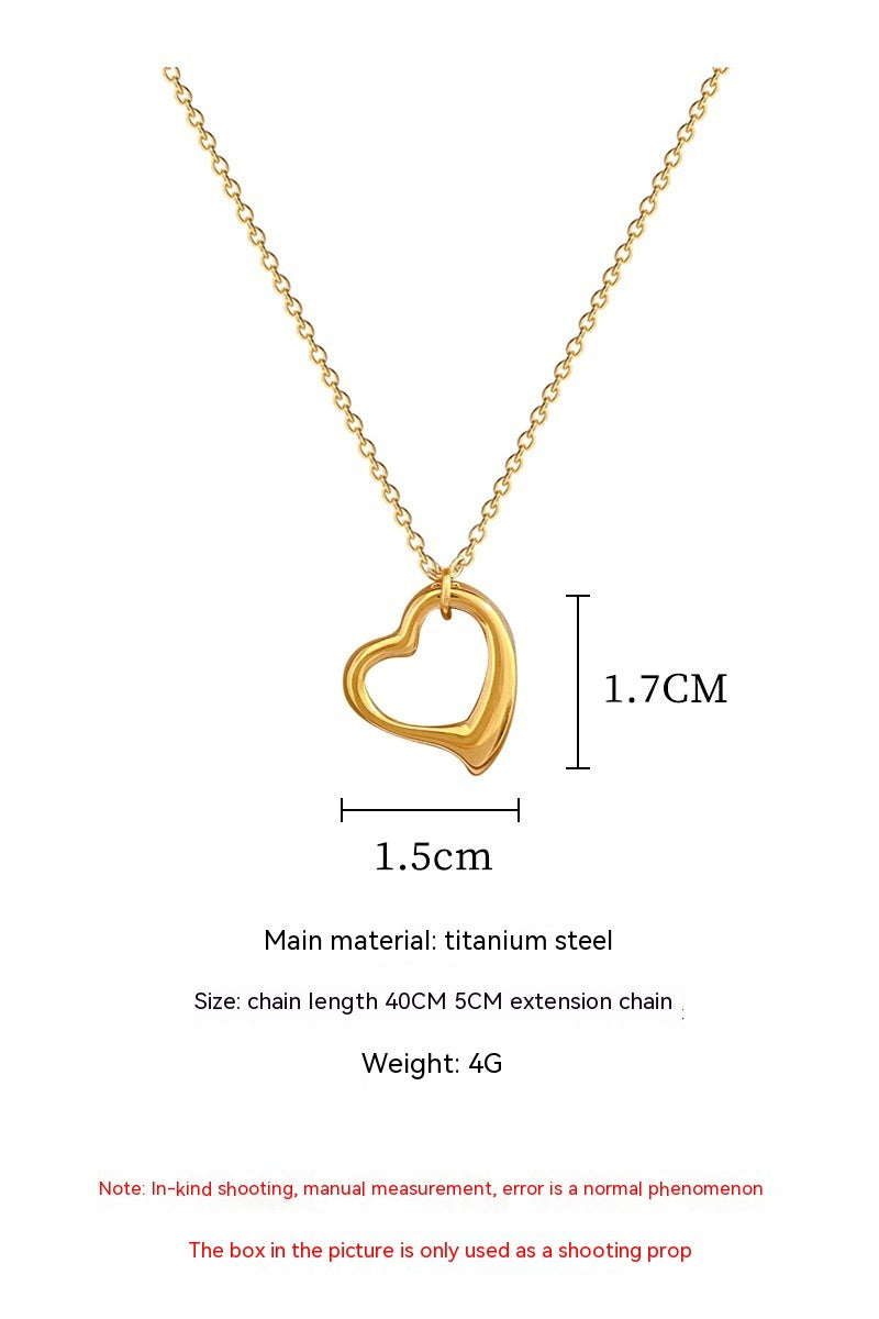 Simple Bracelet Love Heart Furnace Real Gold Cold Necklace Female Ins