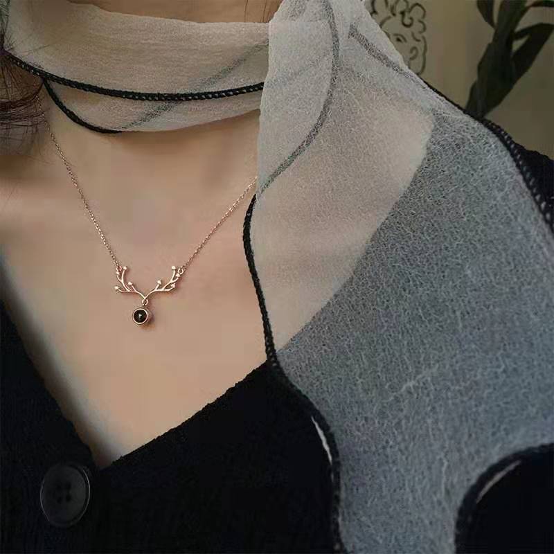 Customize Stainless Steel Accessories Projection Letter Crystal Pendant Necklace