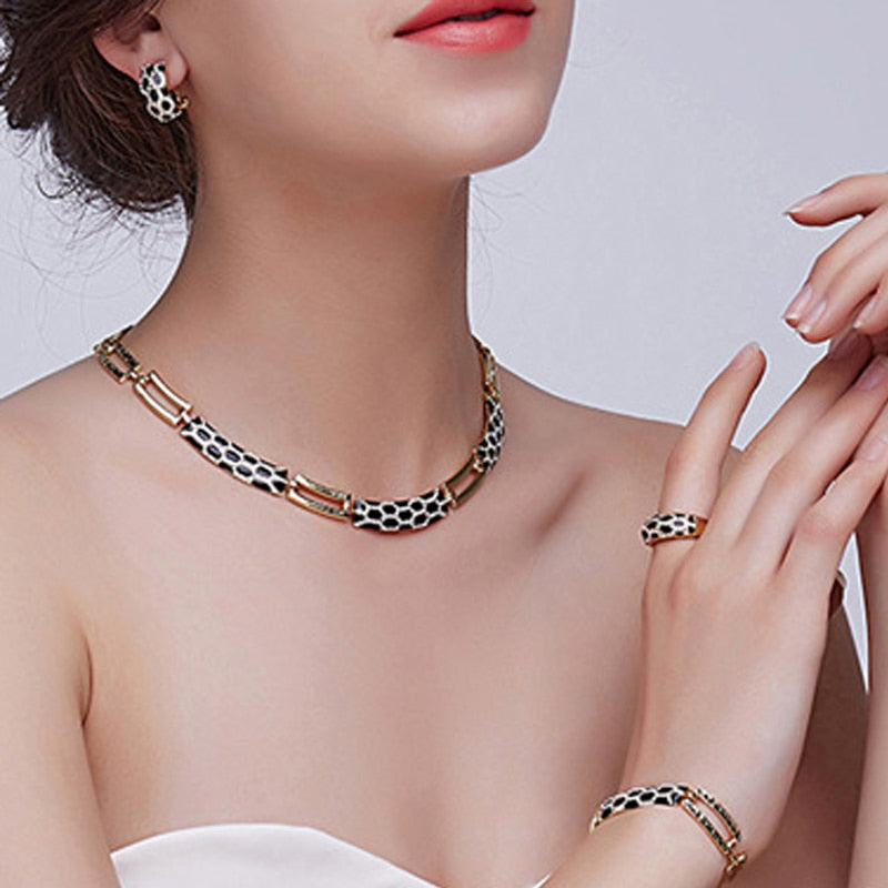 New Korean style diamond earring necklace set