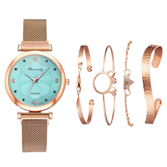 Net belt magnet quartz watch bracelet  5pcs/set