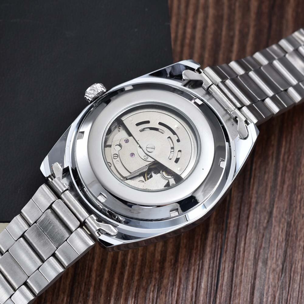 Relogio Masculino Men Tourbillon Watches Stainless Steel Band Automatic Mechanical Wristwatches Moon Phase Small Seconds Watch