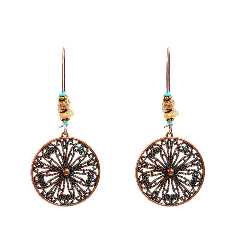 Creative Flower Fashion Retro Alloy Round Earrings