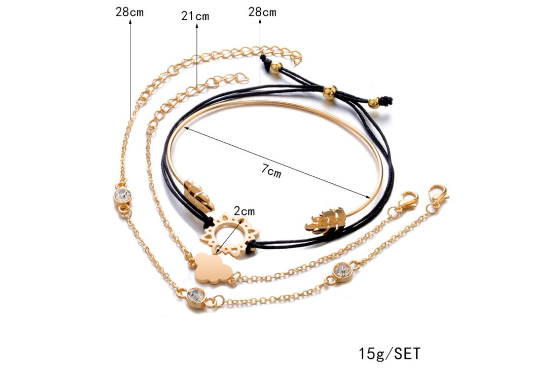 Modyle   Gold Color Crystal Wedding Bracelets Set CZ Stone Heart Bracelets Bangles For Woman