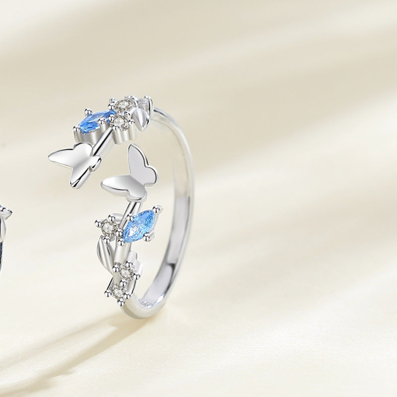 Fashion Whale Butterfly Couple Ring Girl