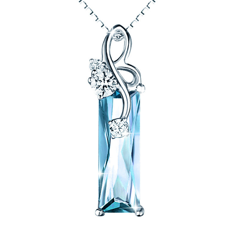 Fashion Blue Crystal European And American Retro Silver Plated Dignified Pendant