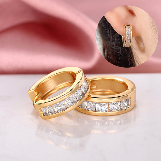 White Gold Plated 15mm Hoop Crystal Earrings with Swarovski Crystals