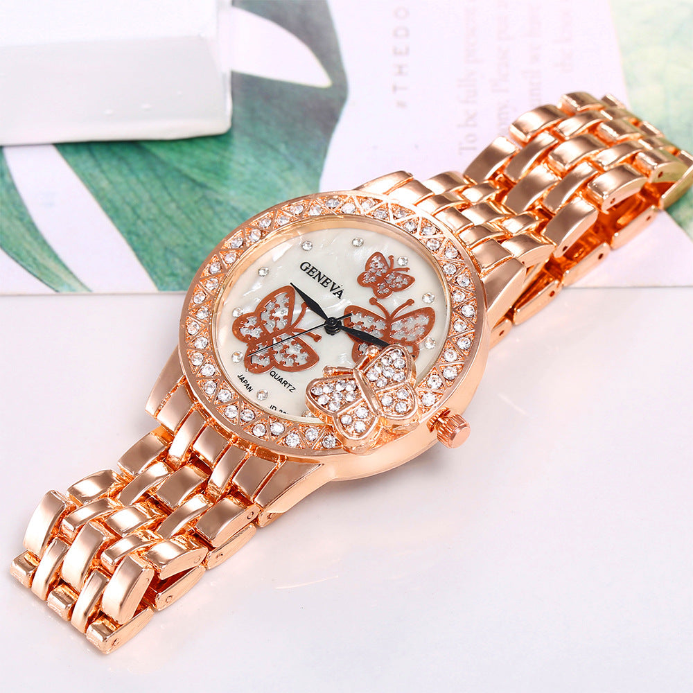 Diamond Butterfly Alloy Watch