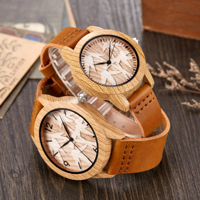 New Imitation Wood Design Couple Watch Man