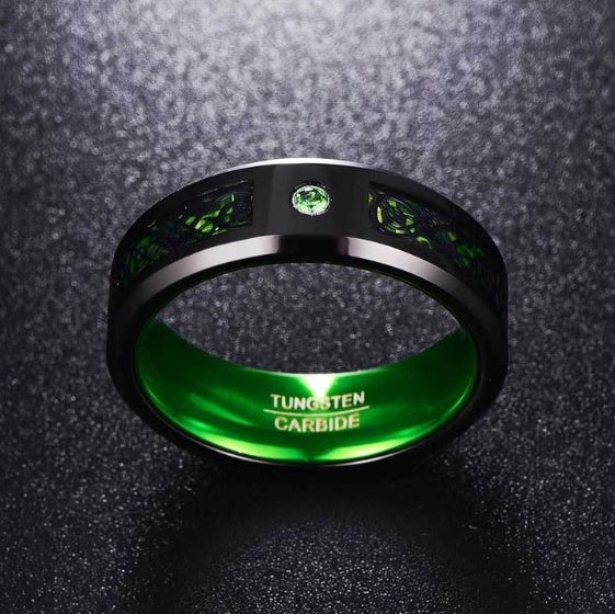 Striking Celtic Dragon Tungsten Carbide Ring