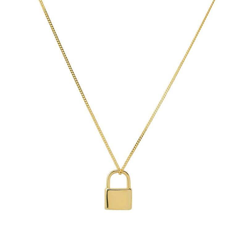 Small lock 925 silver sterling silver 18k gold necklace