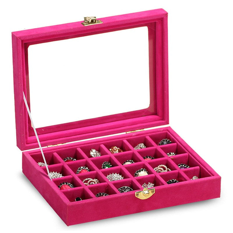 Suede 24 grid jewelry display box jewelry box