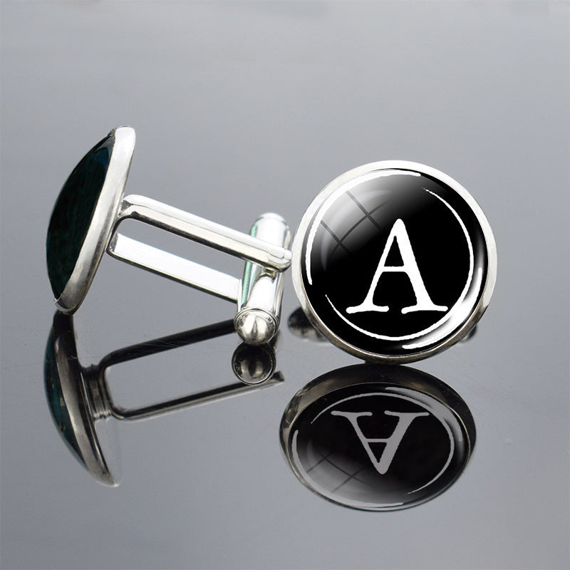 Letter Cufflinks Metal Time Gem French Shirt Ornament