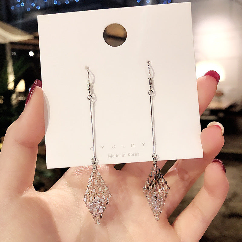 Long Chain Hanging Earrings For Women Crystal Big Dangle Earring