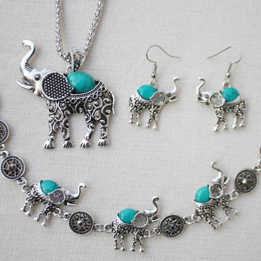 Turquoise Elephant Jewelry Set