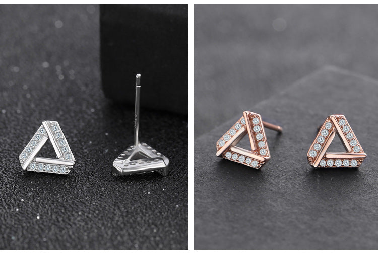 Diamond Triangle Simple Earrings