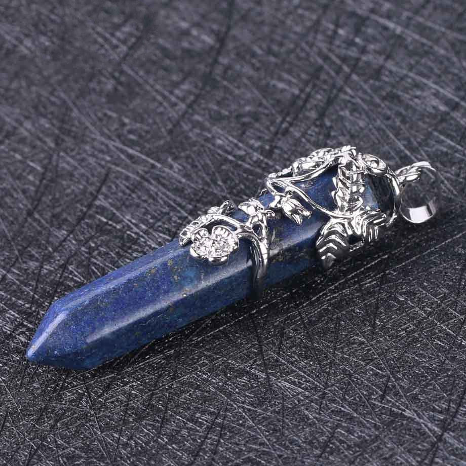 Natural crystal semi-precious stone pendant