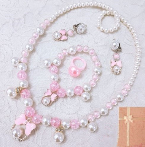 Children's Necklace Jewelry Pearl Bracelet Set