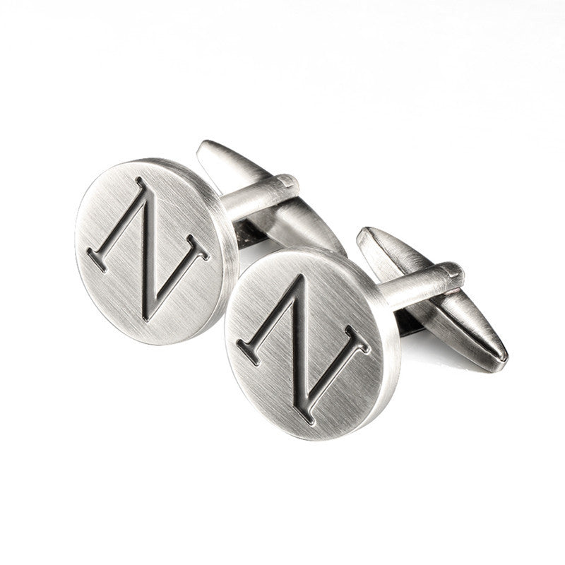 Men's antique silver letters French shirt cufflinks