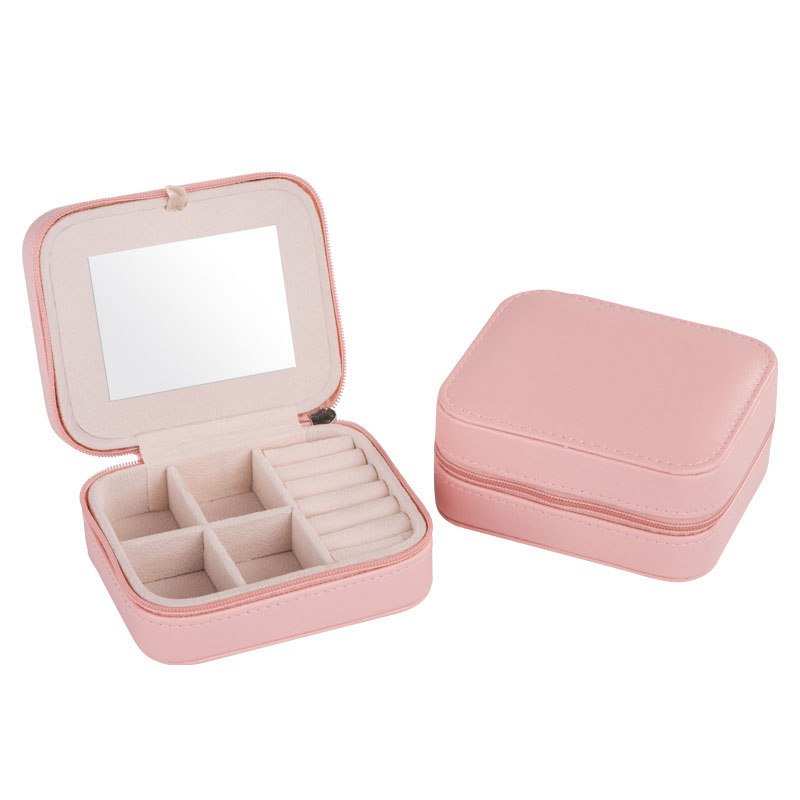 Women's Mini Earrings Rings Jewelry Box Useful Makeup Organizer With Zipper Travel Portable Jewelry Box