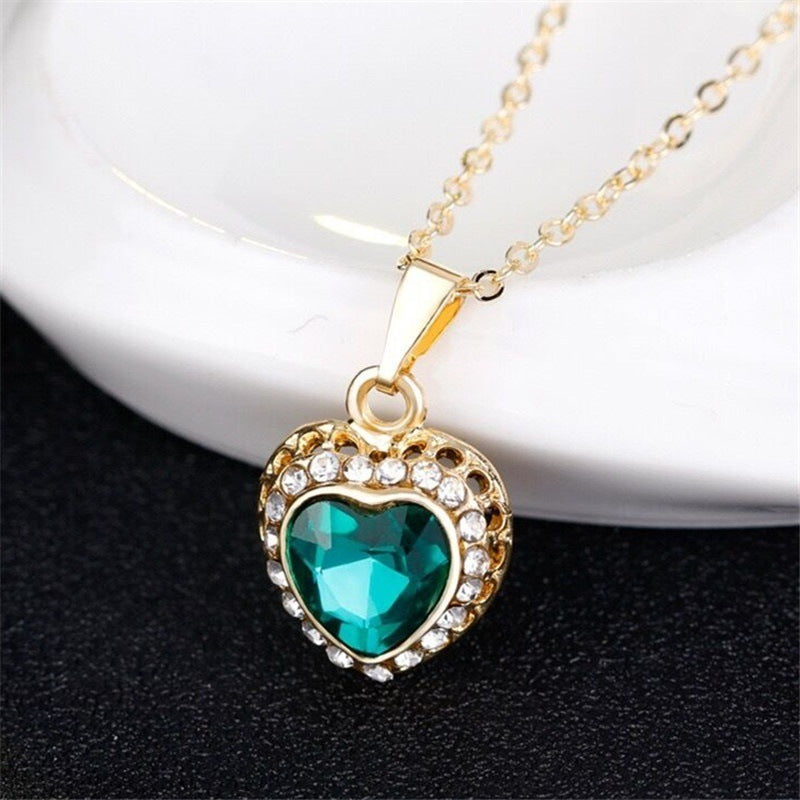 Peach Heart Rhinestone Bridal Jewelry Set