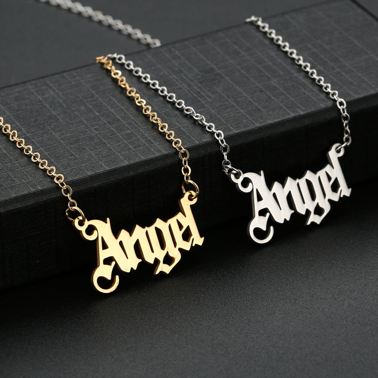 Gold Letter Angel Necklace