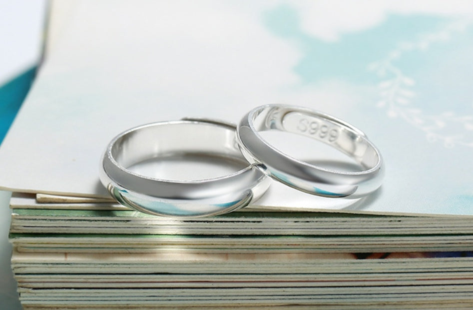Glossy Simple Men's Silver Ring - Pure S990 Sterling Silver