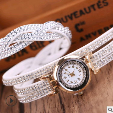 Fashion watch ladies fashion watch, diamond twisted pu belt winding fashion watch