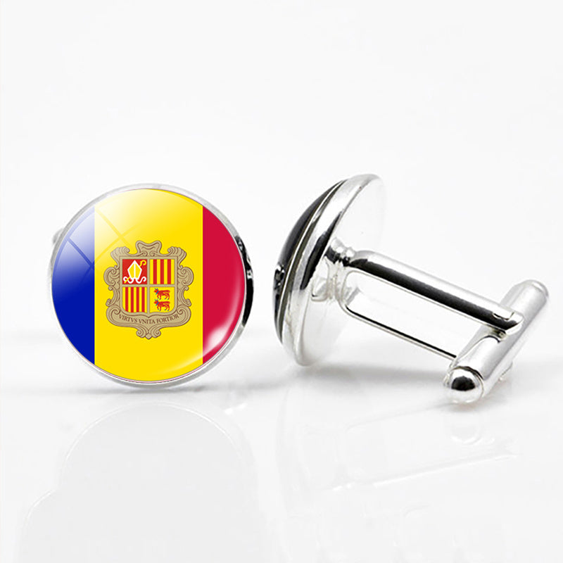 National Flags of the World Series Time Gem Cufflinks Jewelry