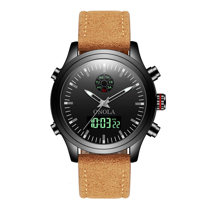 Waterproof luminous dual display electronic watch
