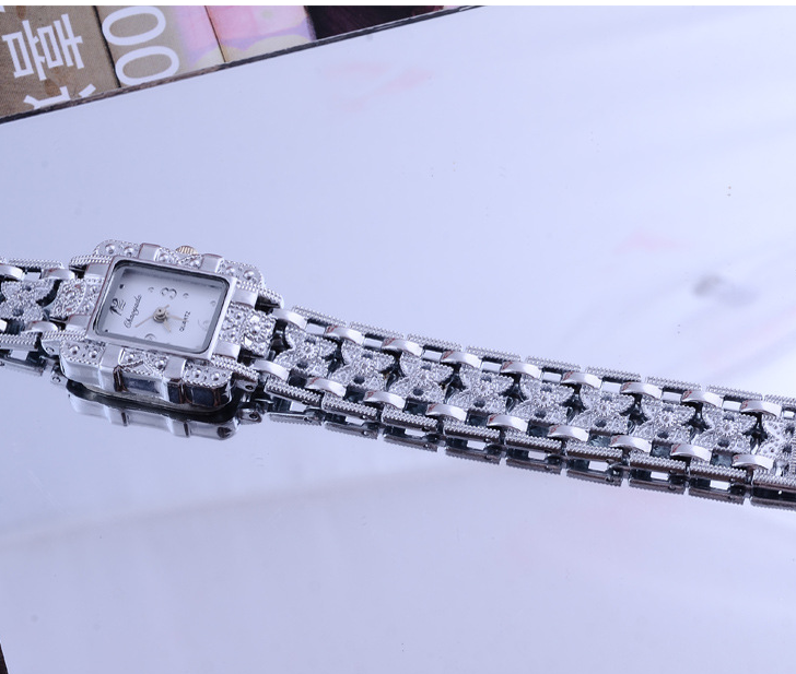 Roman style watch square diamond-studded steel watch 68 movement watch